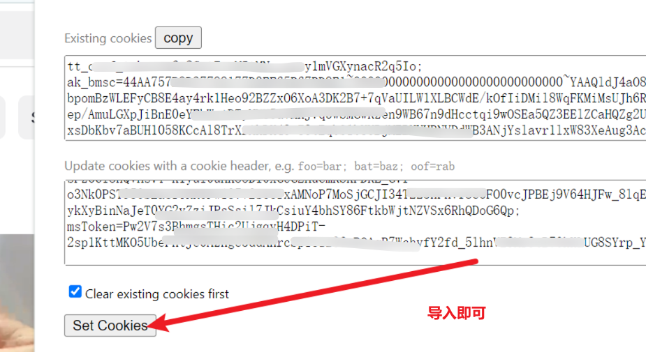 导入Cookie示意图